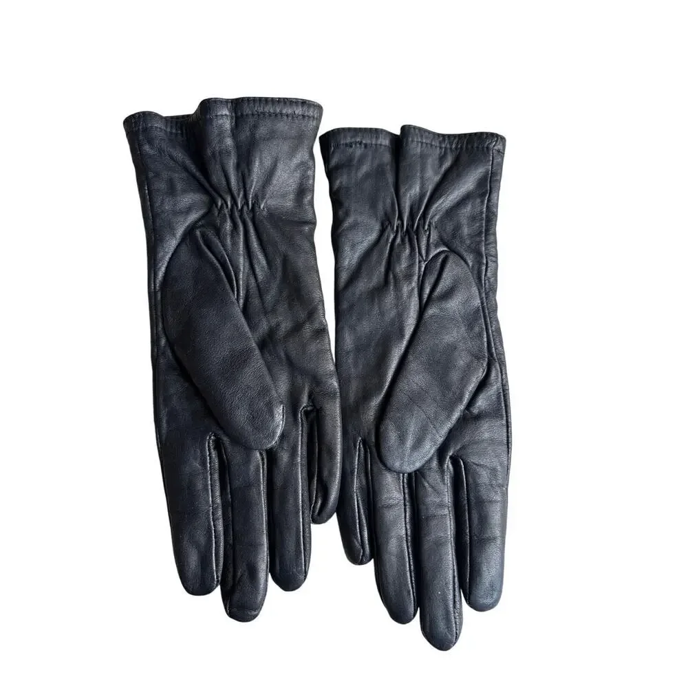 Y2K Vintage Black Leather Thinsulate Lined Gloves Size M